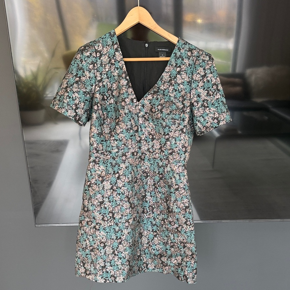 Club Monaco Floral Mini Dress - Green and Pink